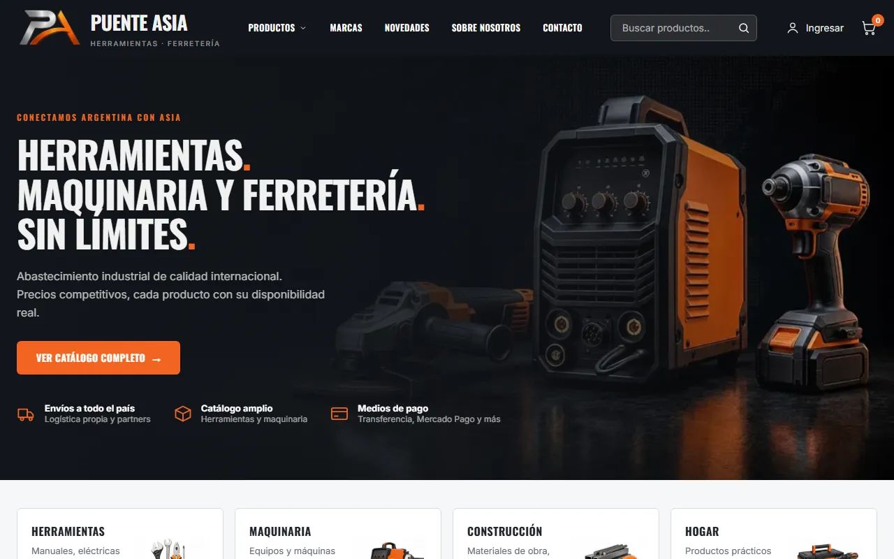 Puente Asia, e-commerce de herramientas y ferretería en desarrollo